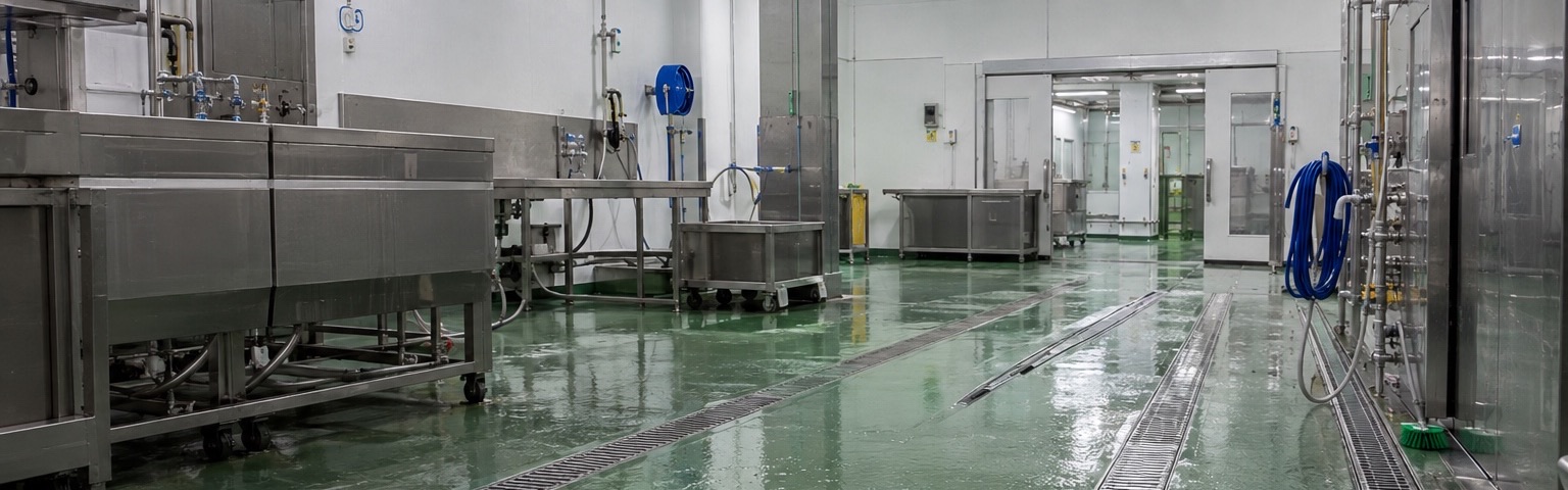 HACCP 식품공장과 급식 생산공간의 크리트 바닥 적용 예시